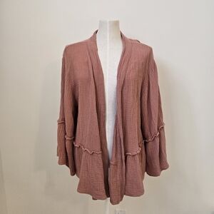 4Our Dreamers Gauze Kimono Cardigan Boho Open Front Bell Sleeve Size Medium